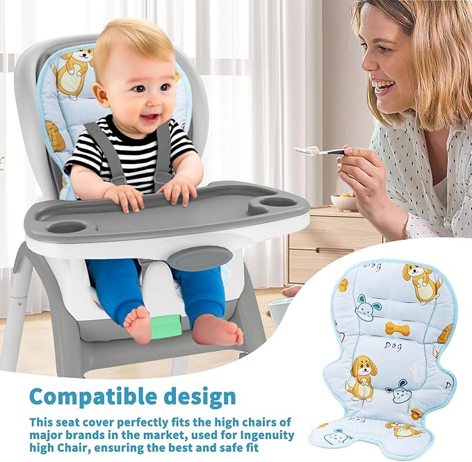 Runhike High Chair Cover Replacement Compatible with Ingenuity Soft Cushion with Anti-Slip Pad and Protecting Water Spills