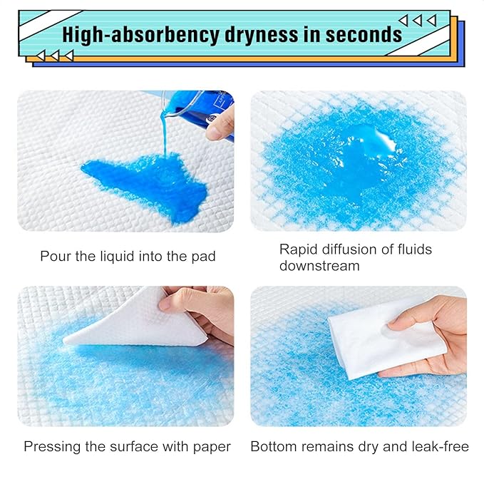 Disposable Changing Pads, 50 Pack Super Absorbent Portable Diaper Change Pads for Baby, Soft Leak-Proof Underpads Incontinence Bed Table Pee Mat