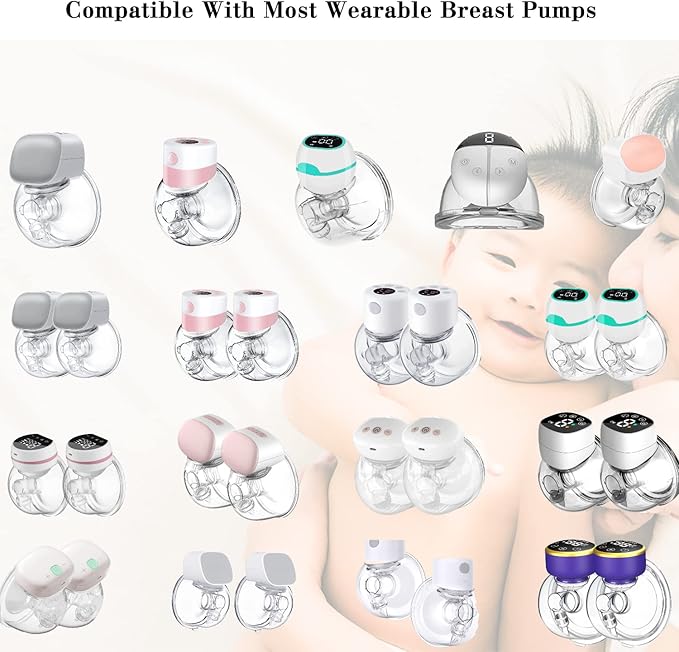 Wearable Breast Pump Milk Collector Cup Accessories,Compatible with TSRETE S12/S9,Kmaier S12 Wearable Breast Pump,Include Duckbill Valve,Silicone Diaphragm,24mm Flange,Milk Collector,Linker