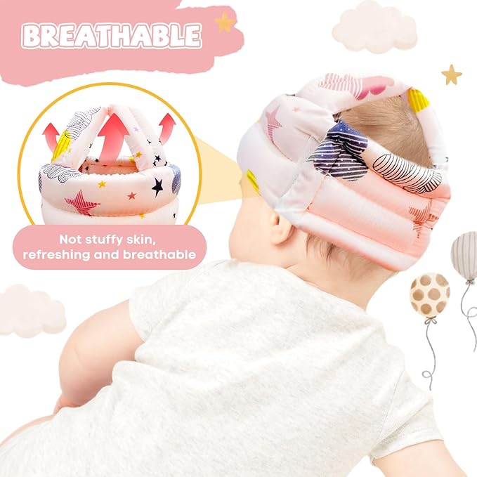 Baby Helmet for Crawling Walking,Head Protector for Infant No Bumps Soft Cushion Toddler Safety Headguard Adjustable Protective Cap
