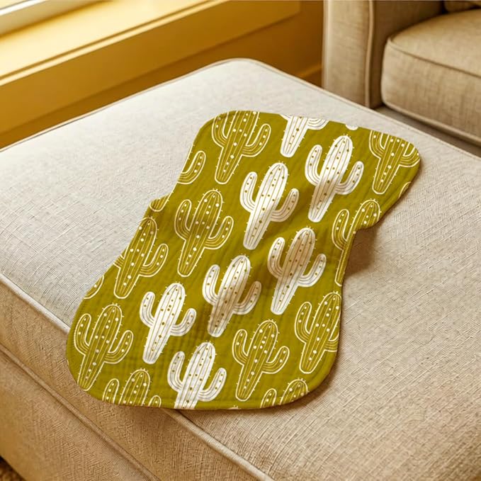6 Pack Baby Burp Cloths, 100% Cotton Muslin with Boho Cactus Rainbow Sun Print, Large Soft & Absorbent Washcloths for Infants, Perfect Newborn Baby Boy & Girl Shower Gift