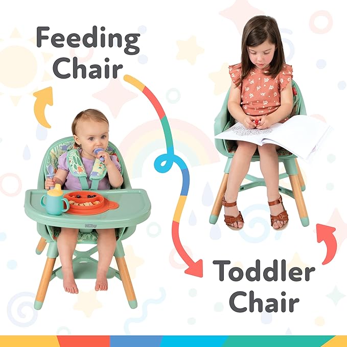 Nuby 4-in-1 Baby High Chair Seat with Removable Tray - 6+ Months to 3 Years - Adjustable Toddler Chair for Eating - Holds Up to 60 lbs - Beige