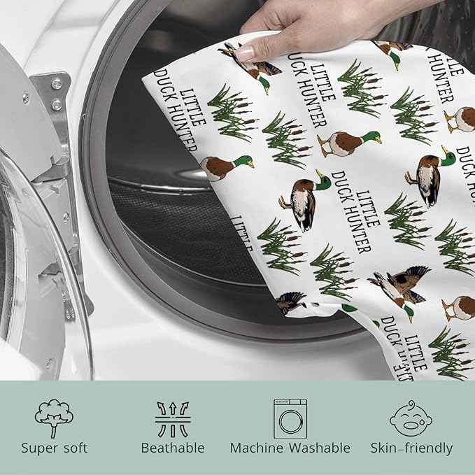 HawSkgFub Little Duck Hunter Mallard Hunting Nursing Pillow Cover for Baby Boys Girls, Wild Animal Reed Breastfeeding Pillow Slipcover, Nursing Pillowcase for Newborn Infant, Cover Only