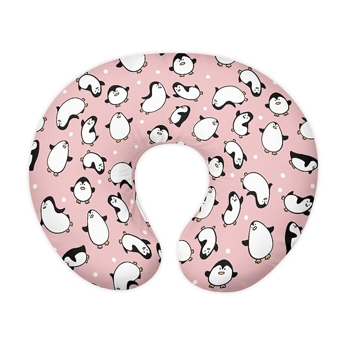 Cartoon Penguin Baby Breastfeeding Pillow Cover Nursing Cover for Newborn Girls Boys Super Soft and Comfortable for Home, 1 Pack