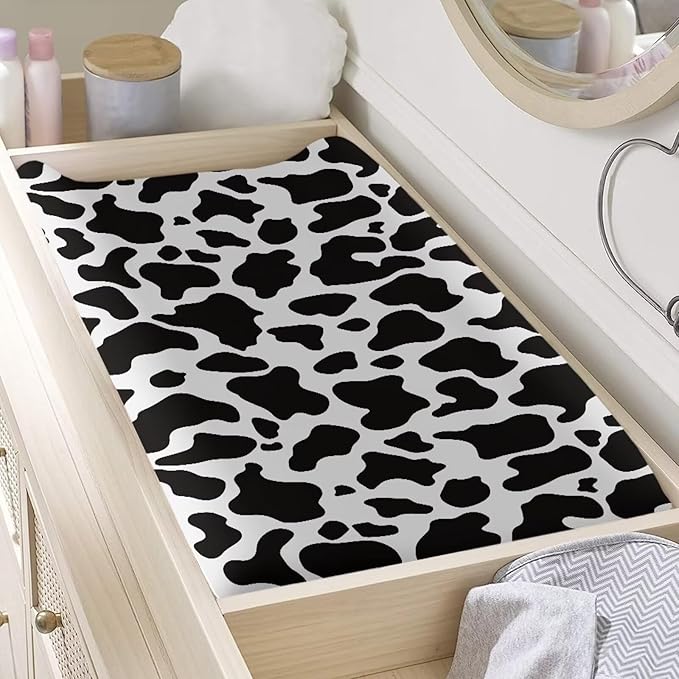 Cow Print Diaper Changing Pad Cover, Comfortable Infant Changing Table Cover Breathable Changing Mat Cover Baby Nursery Diaper Changing Pad Sheets