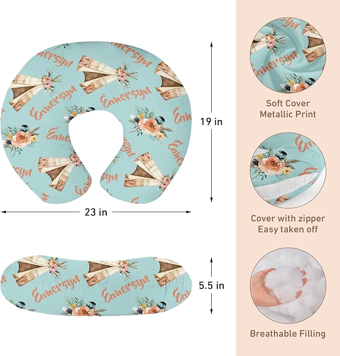 Dyoart Baby Nursing Pillow Cover,Personalized Soft Nursing Covers,Custom Name Breastfeeding Pillow Slipcover for Bottle Feeding,Gifts for Toddler Infant Boys Girls(one Size)