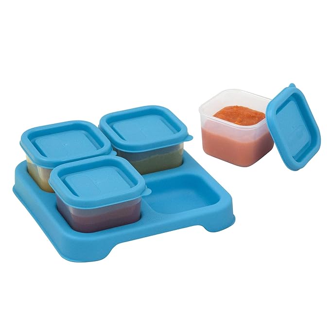 green sprouts Fresh Baby Food Unbreakable Cubes (2oz/4pk) | Store, carry, & serve homemade baby food | Lid provides leak-proof seal, Made from safer plastic, Embossed with measurements