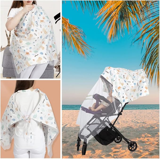 Eforcase 2PCS Nursing Covers for Breastfeeding Cover Breast Feeding Cover Scarf, Soft Breathable Cover Light Car-seat Canopy mom Baby Essentials Nursing Towel