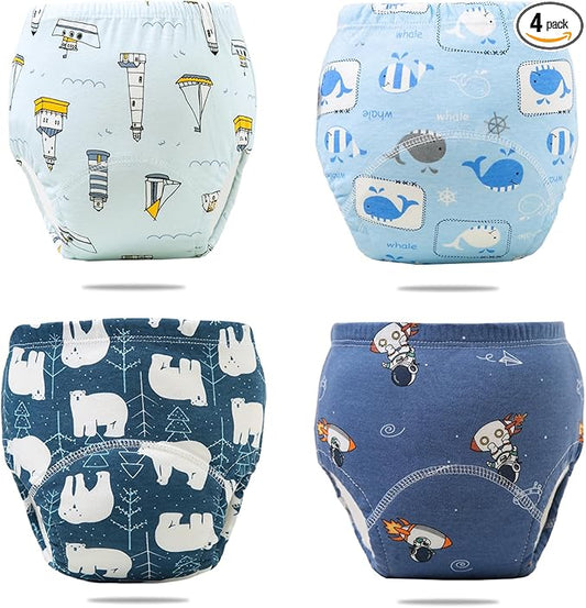 Upairy Potty Training Pants Cotton Absorbent Training Underwear for Toddler Boy and Girls 2T-5T,Soft Absorbent & Leak-Proof with Characters(4PCS,S)
