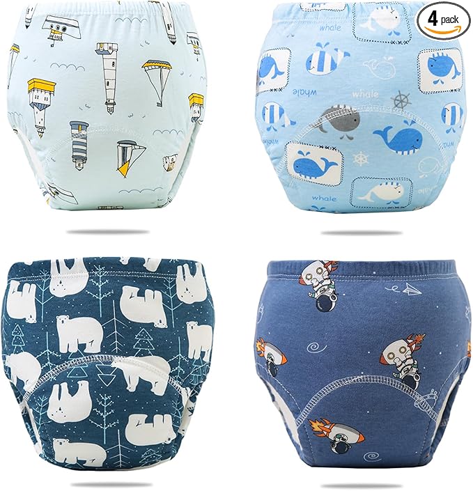 Upairy Potty Training Pants Cotton Absorbent Training Underwear for Toddler Boy and Girls 2T-5T,Soft Absorbent & Leak-Proof with Characters(4PCS,L)