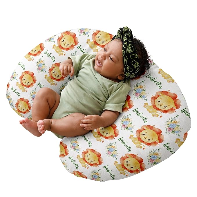 Dyoart Custom Baby Nursing Pillow Cover for Nursing, Lion Theme Removable Nursing Covers for Breastfeeding Pillows, Ultra Soft Comfortable Slipcover for Newborn Baby Boys and Girls