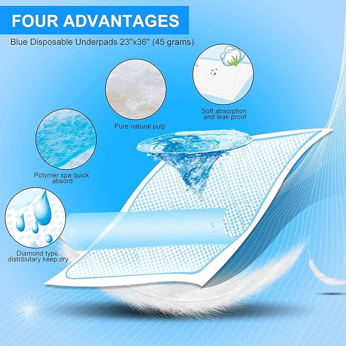 Baby Change Mat 45 x 33 CM (100-Count) Baby Pee Pads, Baby Changing Pad, Waterproof Bed Pad -Thick Super Absorbent Pads Disposable Underpads for Kids, Adults, Elderly - Liquid, Urine