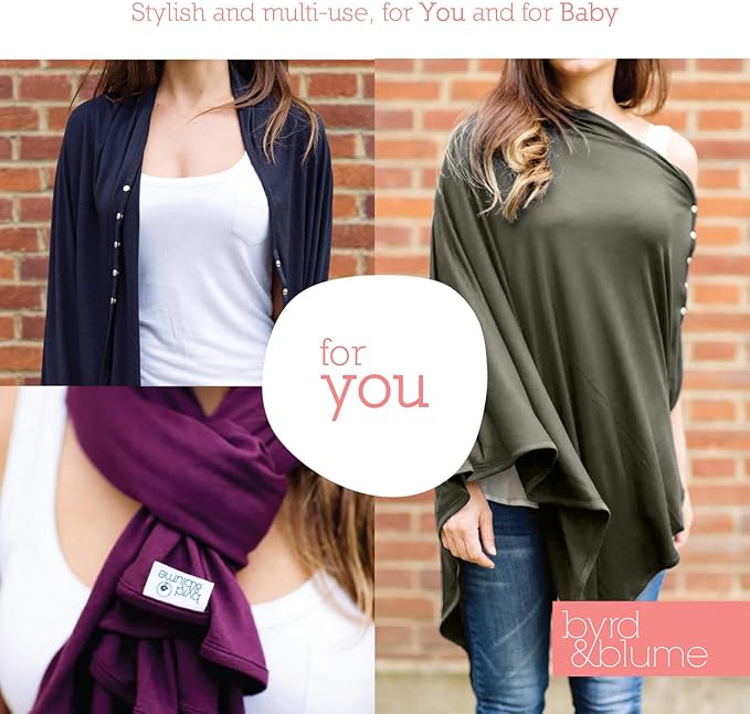 Byrd & Blume Maternity Nursing Cover Breathable Lightweight Breastfeeding Cover Wrap Shawl Scarf Poncho Full 360