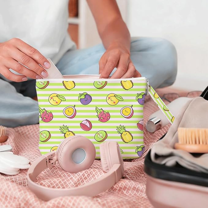 Wet Dry Bag, Wet Bag for Swimsuit, Diaper Sunscreen Large Zipper Pouch Waterproof Pouch, Beach Bags for Women, Lemon and Mangosteen Pattern, Gifts for Ladies Girls Friends Colleagues and Sisters