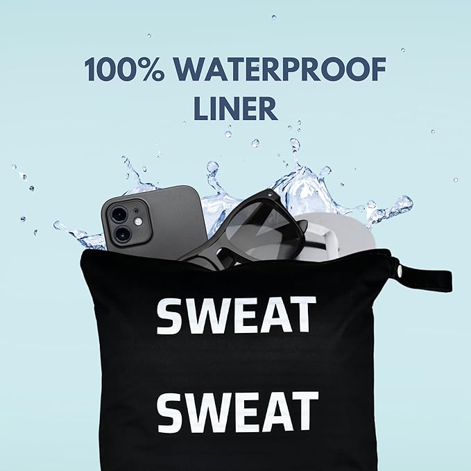 Premium Wet Bag for Gym Clothes - 12.6" x 14.6" Waterproof, Machine Washable Sweat Bags for Sweaty & Dirty Workout Gear - Smell Proof, Dry Bags for Sports, Travel, Yoga, Swimsuits & Towels - Organizer