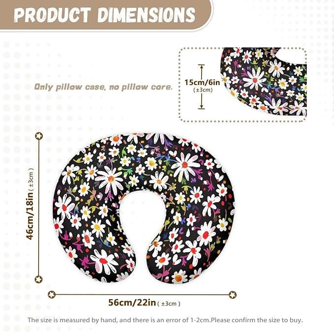Colorful Daisies Nursing Pillow Cover Slipcover Soft and Comfortable Maternity Breastfeeding Newborn Infant Feeding Cushion Cover Machine Wash & Quick Dry
