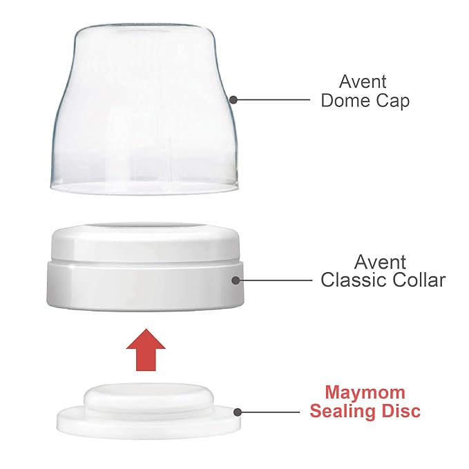 Maymom Write & Reuse Baby Bottle Labels for Daycare/Sealing Disc Compatible with Philips Classic Bottles, Maymom Screw Ring. 6pcs