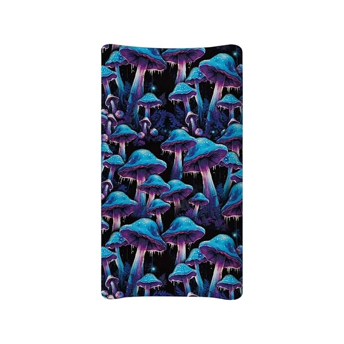 Magic Mushrooms Baby Diaper Changing Pad Cover Blue Toddler Changing Table Covers Breathable Infant Changing Table Pad Cover Sheets Mat