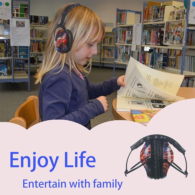 Kids Hearing Protection,25dB NRR Noise Reduction,Sound Proof for Kids,Toddler,Safety Earmuffs for Concert,Airplane,Autism,Monster Jam,Travel,School- BlackFireW