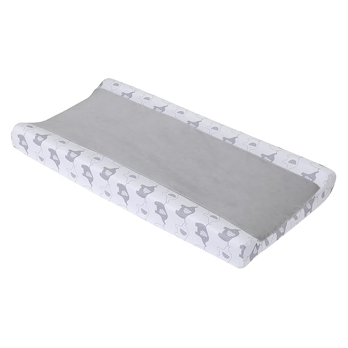 NoJo Elephant Stroll Gray & White Super Soft Changing Pad Cover, Grey, White