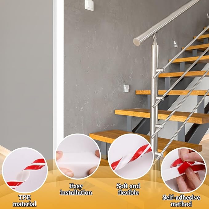 Wall Corner Protector Self-Adhesive Flexible – Durable Rubber, Furniture Edge Guard, Easy to Install, White, Prevents Wall Damage, Ideal for Home or Office Use