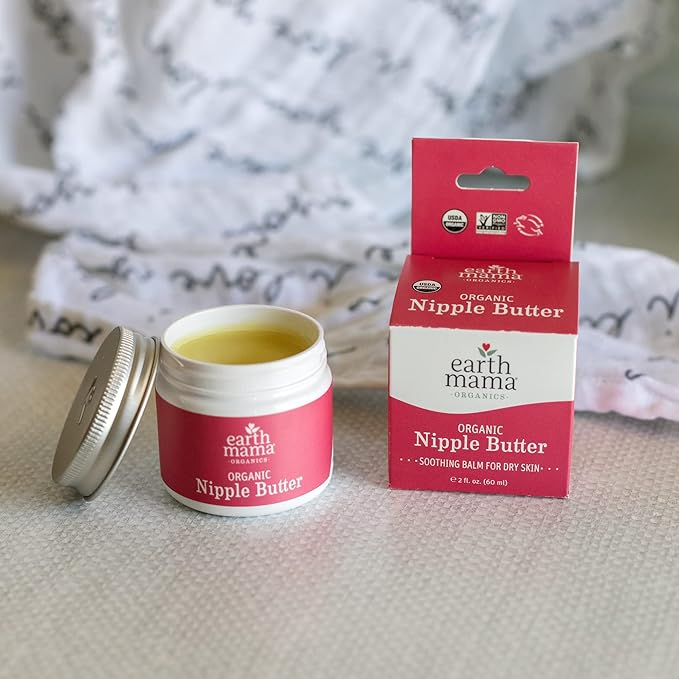 Earth Mama Organic Nipple Butter™ | Nipple Cream Safe for Breastfeeding | Postpartum Essentials for Nursing | Non Lanolin Nipple Cream, 2 fl oz (2-Pk) (Pack of 2)