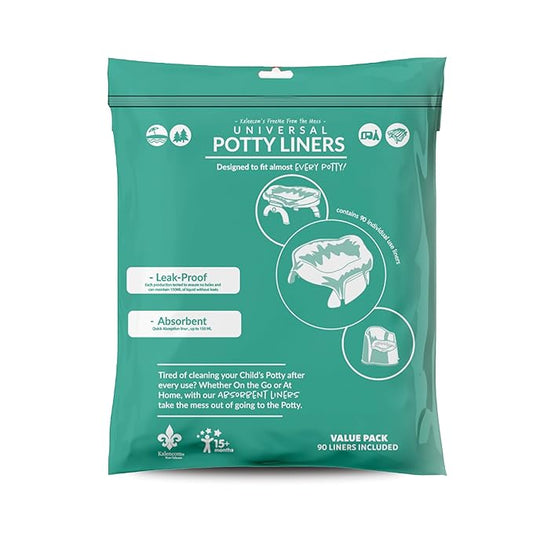 Kalencom Universal Potty Liners - Disposable Potty Liners for Toddlers - Absorbent and Leakproof - Compatible with Potette Travel Potty and Most Standard Toddler Potties (90, Universal)