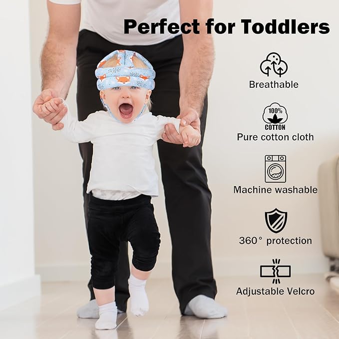 Baby Head Protector for Crawling Walking, Baby Helmet Adjustable No Bumps and Soft Cushion, Infant Safety Cap for Kid Learning to Walk