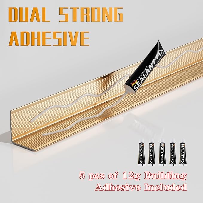 Metal Wall Corner Protector, Aluminum Corner Guards, Décor for Edge of Door Window Table Furniture Cabinets Fireplaces Tile Trim Edging, Size 35.5" L x 0.75" W (5 Pack,Gold)