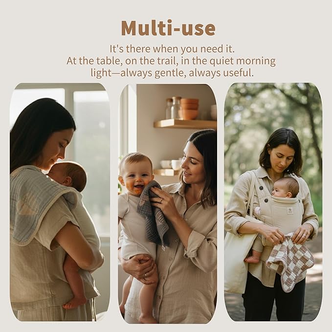 Ultra-Soft & Absorbent 6-Pack Muslin Baby Burp Cloths - 20x10 Inches, Perfect for Messy Mealtimes with Newborns & Infants. Easy-Clean & Reusable