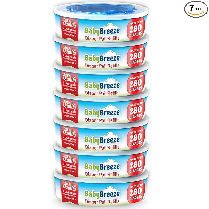 Diaper Pail Refill Bags Compatible with Playtex Diaper Genie- 1960 Count (7 Sets of 1 Pack) – by BabyBreeze
