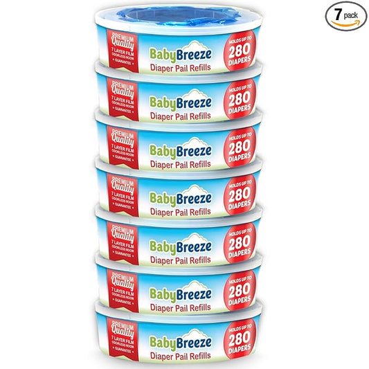 Diaper Pail Refill Bags Compatible with Playtex Diaper Genie- 1960 Count (7 Sets of 1 Pack) – by BabyBreeze