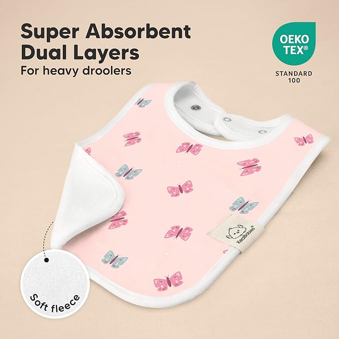 KeaBabies 8-Pack Organic Baby Bibs for Boys, Girls - Super Absorbent Cotton Drool Bibs for Baby Girl & Boy, Teething Toddler, Drooling Newborn, Ultra Soft & Machine Washable (Lunaris)