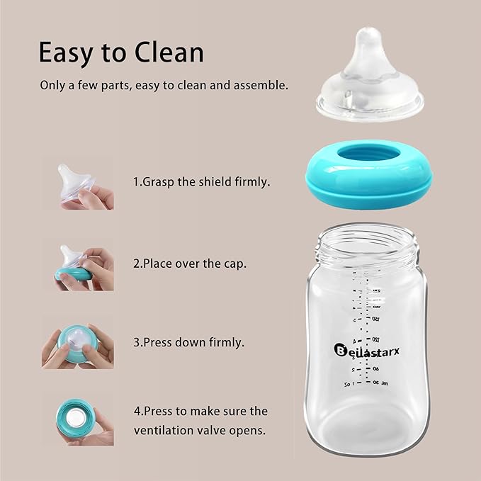 Beilastar-x Nipples for Baby Bottles – 100% Soft Baby Bottle Nipples, Natural Feel Silicone Bottle Nipples, BPA-Free(3M+, M, 4 Counts)