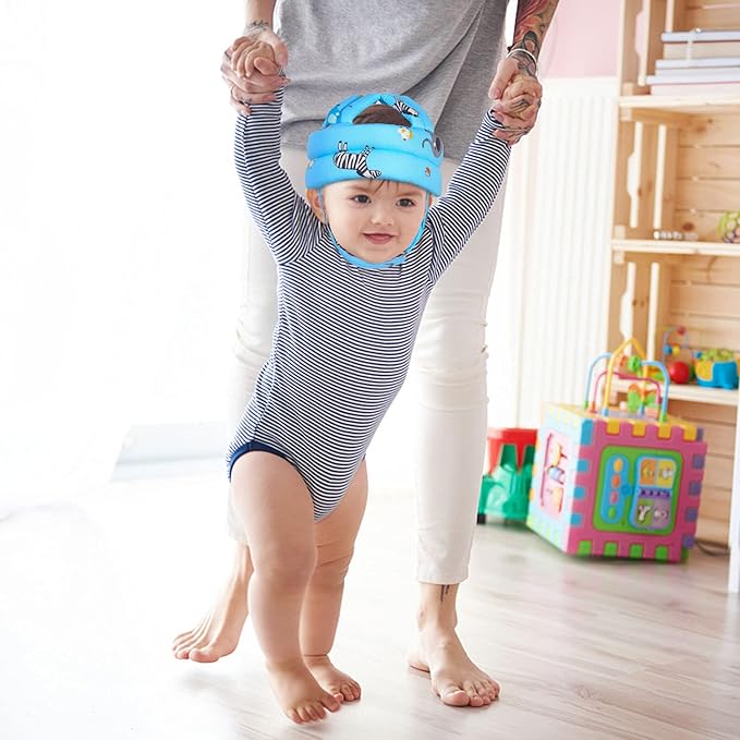 Baby Adjustable Helmet, Lightweight and Soft, Great for Baby Learning to Walk and Crawl. Zoo,Blue