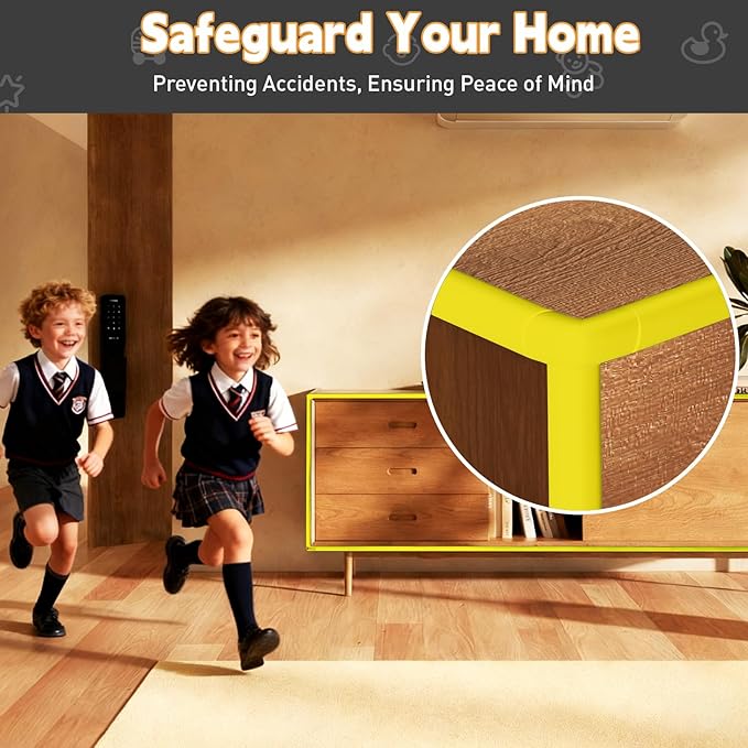 Thick Corner Edge Protector for Baby Proofing, 6.56Ft Furniture Edge Bumper with 10 L-Shaped & Soft Foam Corner Guards,Adhesive Baby proofing Bumper for Table, Small Toddler Bed (Yellow)