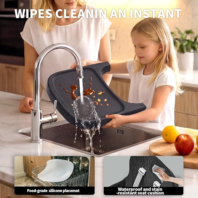 Portable High Chairs for Babies and Toddlers, Convertible Baby Feeding Chair with Tray, Easy Clean High Chair for Toddler with Foot Rest, Infant Highchairs & Booster Seats with Cushion Black