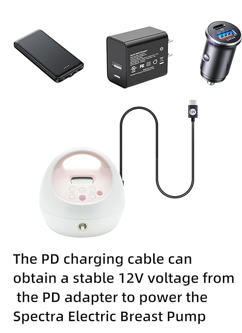 Car Cable Cord Adapter (12V Type c) for Spectra S1,S2 Plus,S3 Pro,9 Plus SPS100,SPS200 Breast Pump,5521