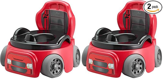 The First Years Training Wheels Racer Potty Training Toilet - Race Car-Training Potty - Includes Detachable Toddler Toilet Seat and Kids-Potty - Ages 18 Months and Up,(Pack of 2)