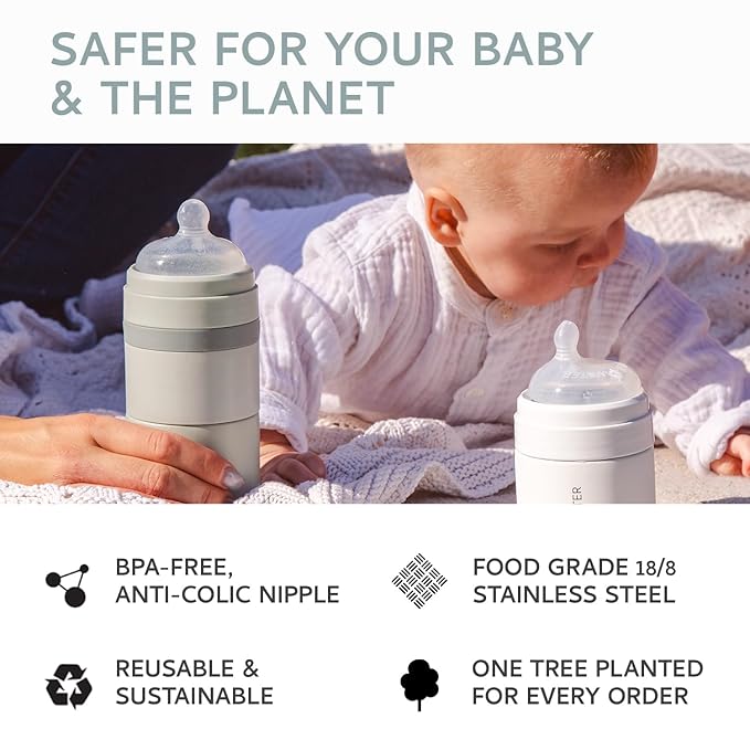 MILK & WATER All in One Baby Bottle & Baby Formula Dispenser On the Go, 5oz - Keeps Water Warm & Formula Fresh - Baby Formula Mixing Bottle with Anti Colic Nipple - Leak-Proof - 0+ Months (Pink)