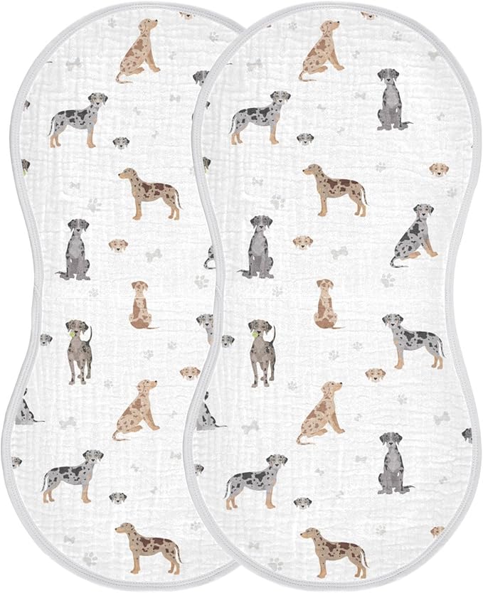 vvfelixl Muslin Burp Cloths Catahoula Leopard Dog Baby Washcloths for Baby Girl Boys 2 Pack