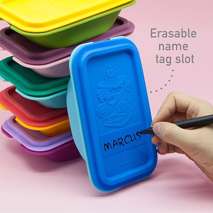 Collapsible Silicone Sandwich Container with Lid, Wedge Shape, Yellow, by Marcus & Marcus