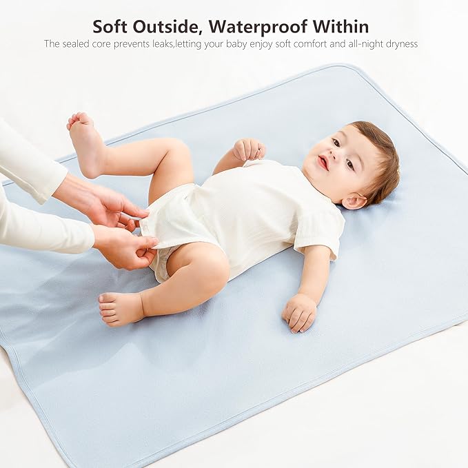 Baby Changing Pad Portable Travel Changing Pad 2 Pack, Foldable Changing Mat 35 * 29.5 inch Absorbent and Soft Changing Mat Diaper Bag Essentials - Blue&Blue Moon