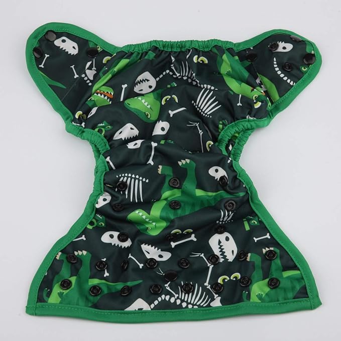 Baby Diaper Cover Nappy One Size 8lbs to 36lbs for Boys (Green Dinosaurs)