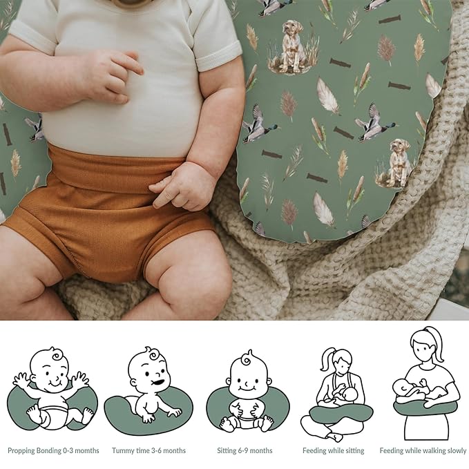 Duck Hunting Hunter Baby Nursing Pillow Covers for Boy Girl Flying Mallard Ducks Dog Reef Feathers Nursery Pillowcase for Breastfeeding Pillows Soft Stretchy Wild Bird Slipcovers for Newborn Infant