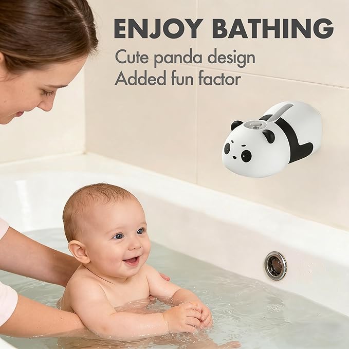 Baby Bathtub Faucet Cover, Bathtub Spout Cover Safety Guard for Kids, Shower Protector Toddler Bathroom Accessories Universal Fit, Cute and Soft Panda Faucet Covers for Bath Fun