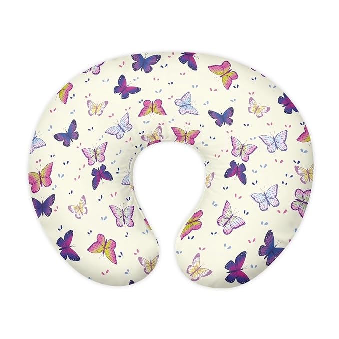 Colorful Butterfly Newborn Nursing Pillow Cover with Hidden Zipper Ultra Soft Skin-Friendly Baby Nursing Pillowcase Easy to Put On & Take Off Breastfeeding Pillow Slipcover