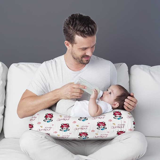 Dyoart Custom Baby Nursing Pillow Cover for Nursing, Panda Theme Removable Nursing Covers for Breastfeeding Pillows, Ultra Soft Comfortable Slipcover for Newborn Baby Boys and Girls