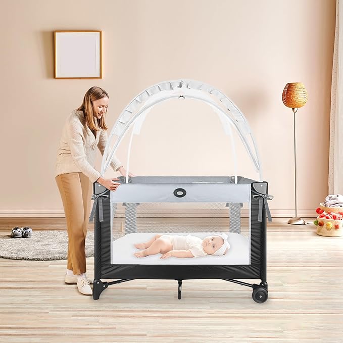 Crib Tent to Keep Baby from Climbing Out - Crib Net to Keep Baby in - Mesh Crib Climbing Prevention, Pop Up Crib Tent, Two-Way Self-Locking Metal Zipper (White, Small)