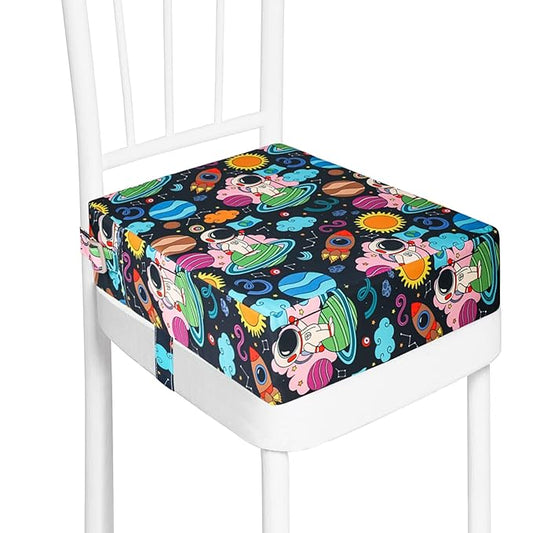 Toddler Booster Seat for Dining Table, Washable Thick Strong Support Portable Booster Chair for Toddlers Eating, Easy Cleaning Booster Seat Cushion Detachable with Adjustable Straps (Multicolour)